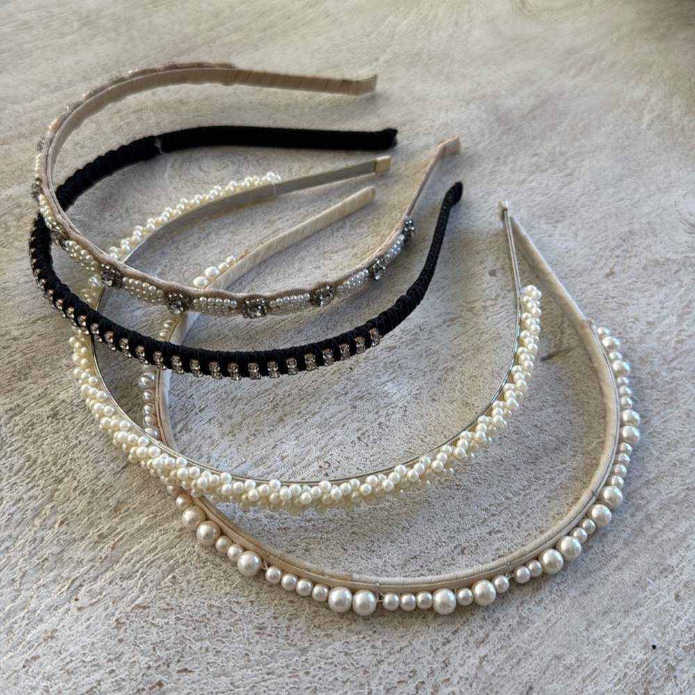 SALE Pearl Rhinestone Headband LOT Spring Summer Formal Hair Accessory Women Grl